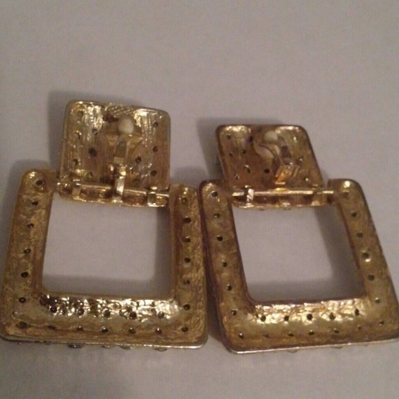 VTG CRYSTAL AURORA BOREALIS LG CLIP ON EARRINGS - Picture 5 of 6